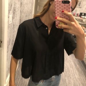 Black silk Alexander Wang button down shirt